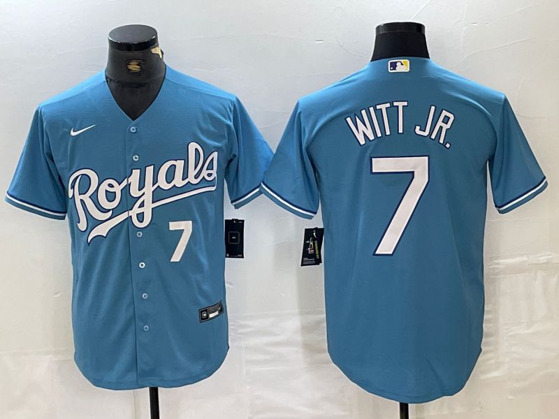 Men Kansas City Royals 7 Witt jr Light Blue 2024 Nike Game MLB Jersey style 2